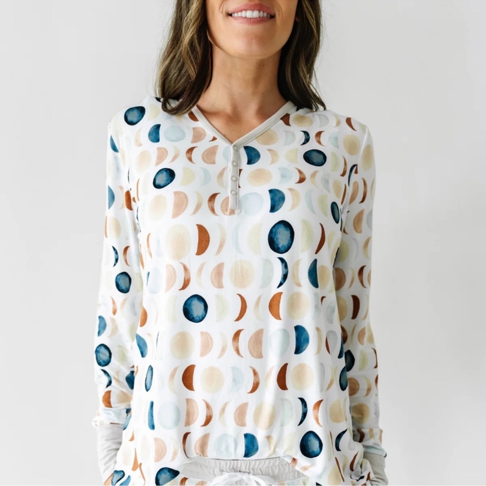 Little Sleepies Luna Neutral Moon Phase Pajama Shirt